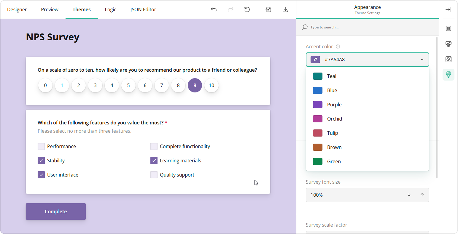 Survey Now Theme Editor