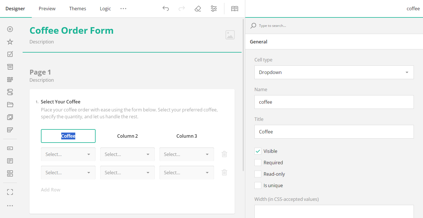 Survey Now: Configure Dropdown Column