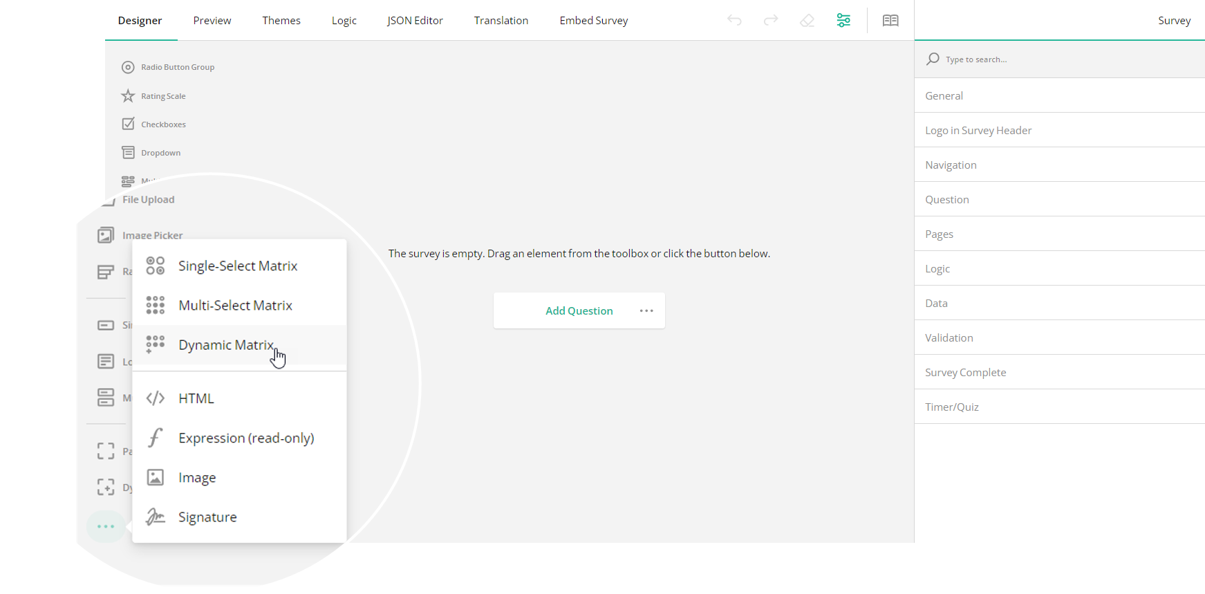 Survey Now: Add a Dynamic Matrix