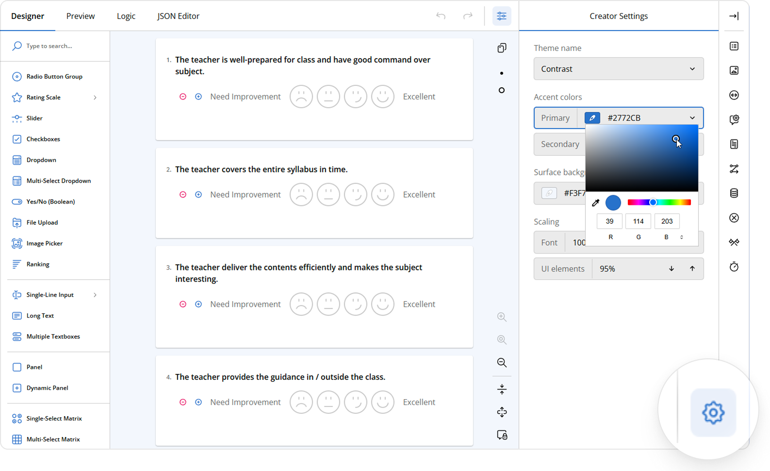 No-code form builder UI customization