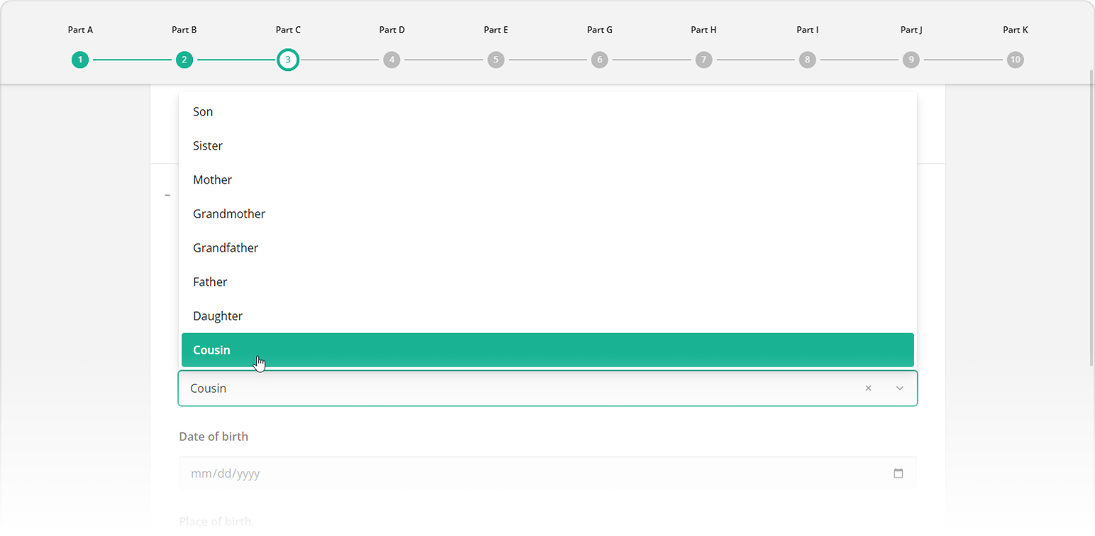 Drop-down menu sorted in descending order