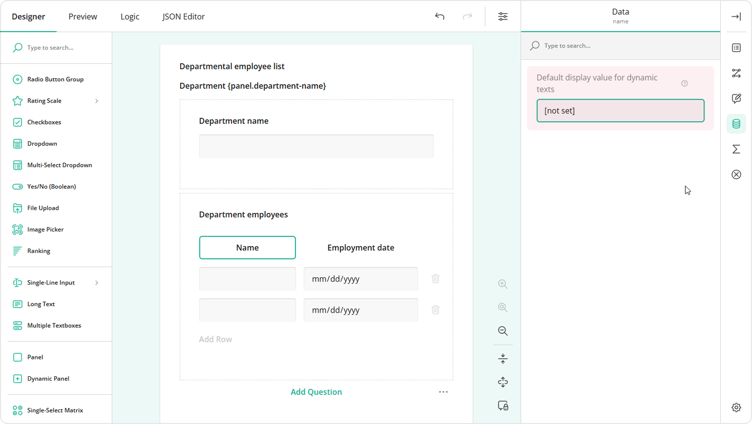 Set the default display value for Dynamic Title text in each employee entry
