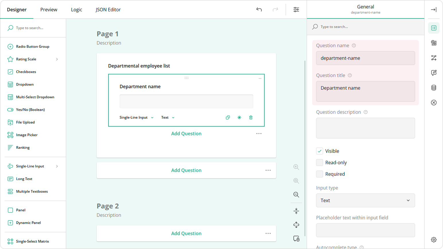 Create a source question for Dynamic Panel title text