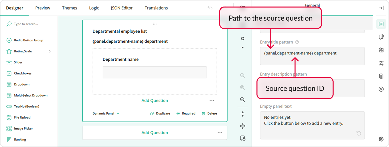 Configure a Dynamic Panel title