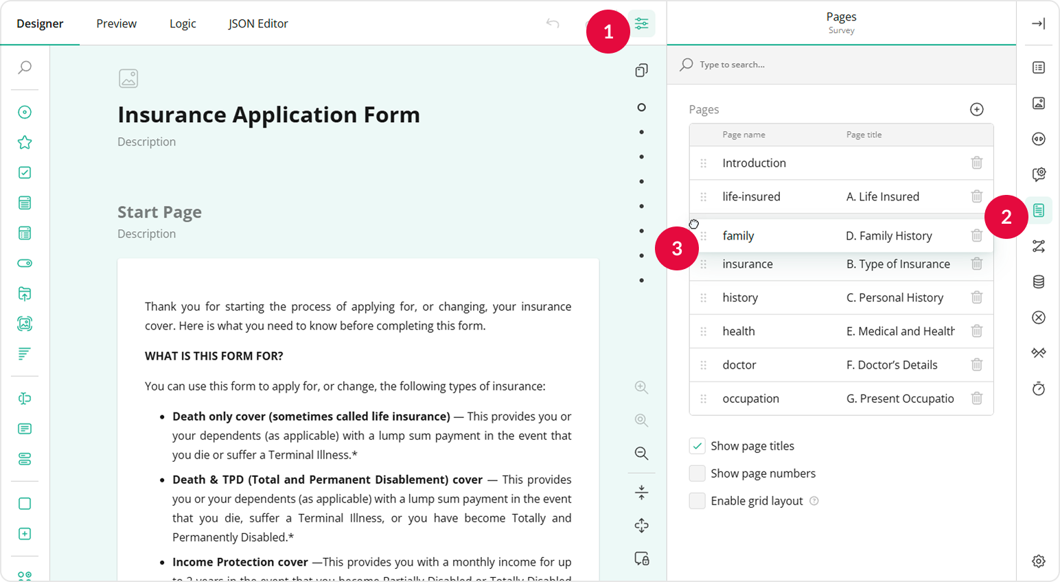 Change Page Order Using Page Settings