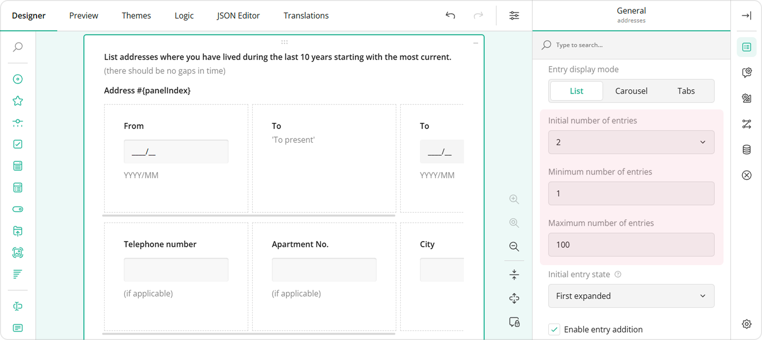 Limit the number of dynamic entries