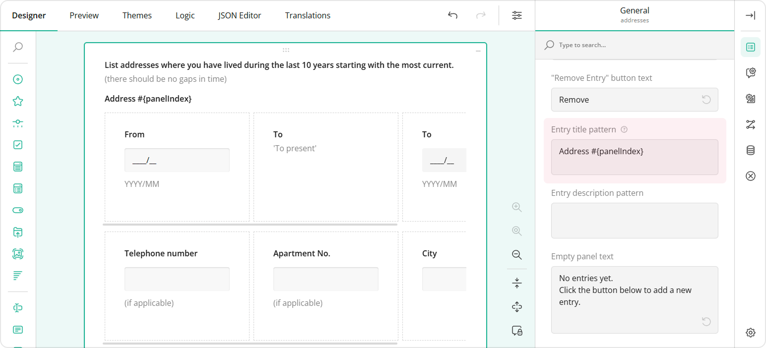 Set a title pattern for each repeatable section