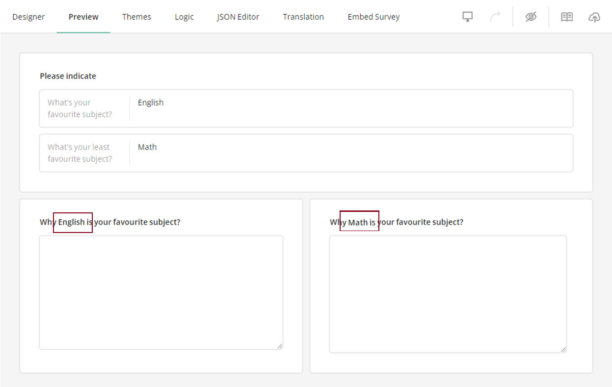 Survey Now: Text piping from item values of a Multiple Textboxes.