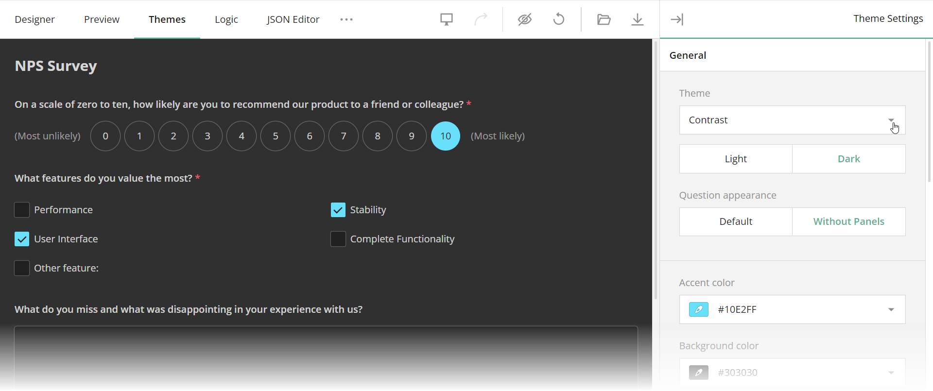 Survey Now Theme Editor