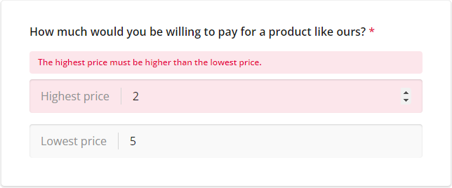 Survey Now Multiple Textboxes: Error message above a text box