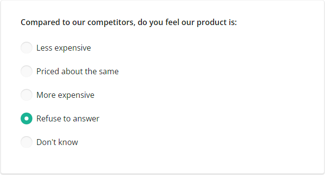 Survey Now Form Library: 'Refuse to answer' and 'Don't know' choice options