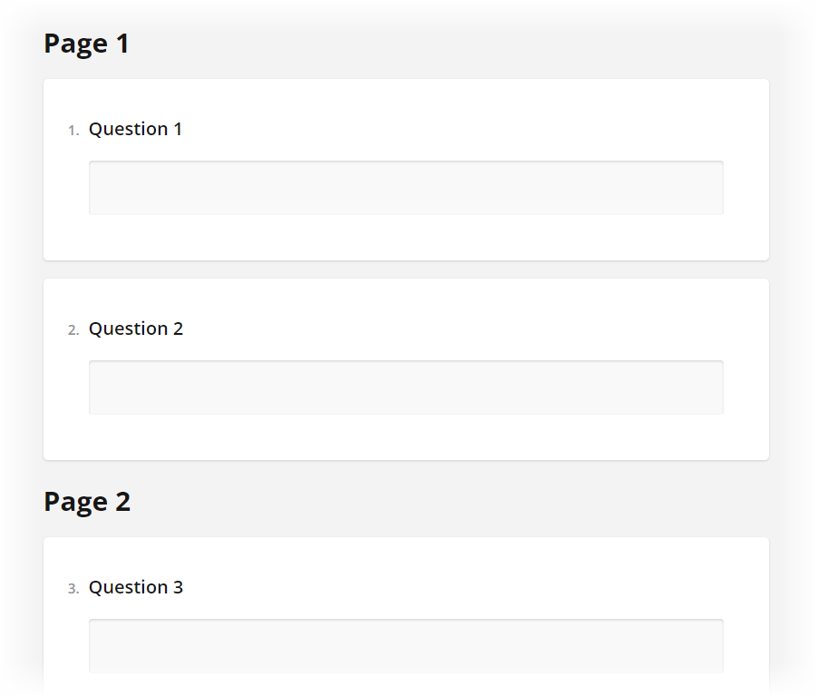 Survey Now Form Library - A multi-page survey displayed on a single page prior to Survey Now v1.9.80
