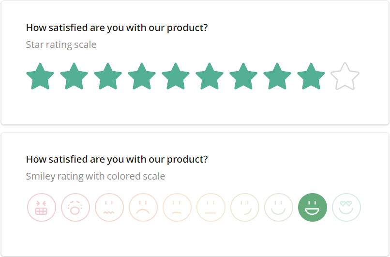 Survey Now Form Library - Star and Smiley Face rating scales