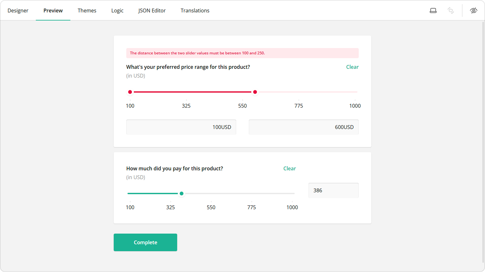 Testing validation rule for manually entered values