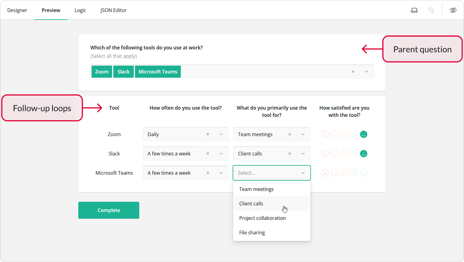 Configuration with Loop and Merge disabled