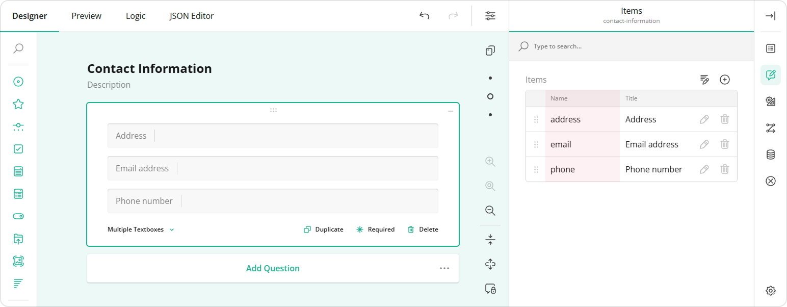 Survey Creator: Item IDs