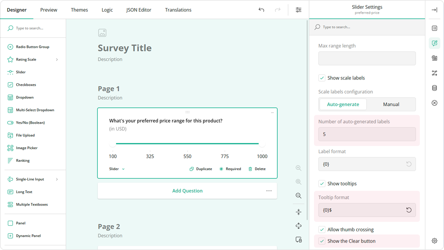 Set the tooltip format and enable Show the Clear button