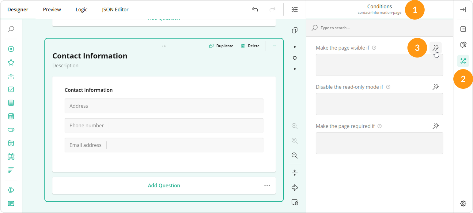 Survey Creator: How to implement page display logic (steps 1 to 3)