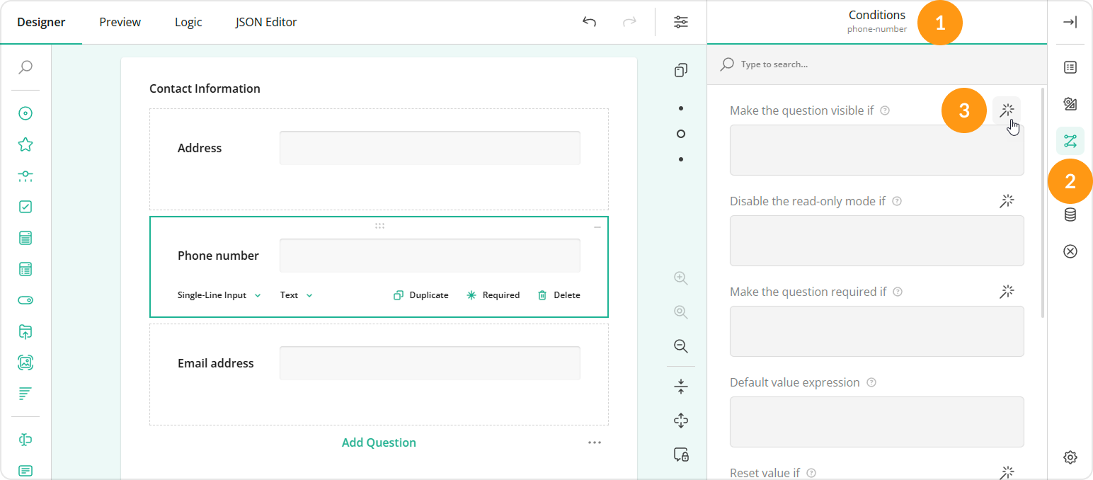 Survey Creator: How to implement question display logic (steps 1 to 3)
