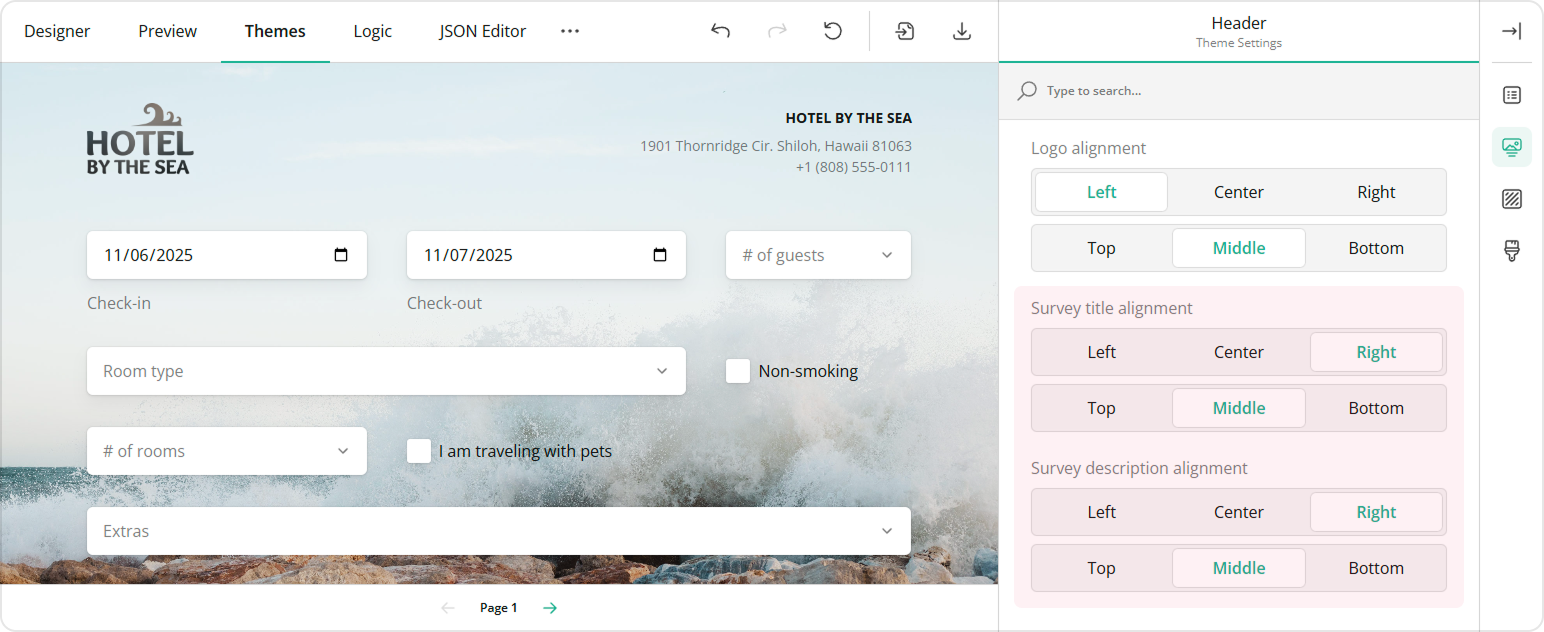 Align survey title and description