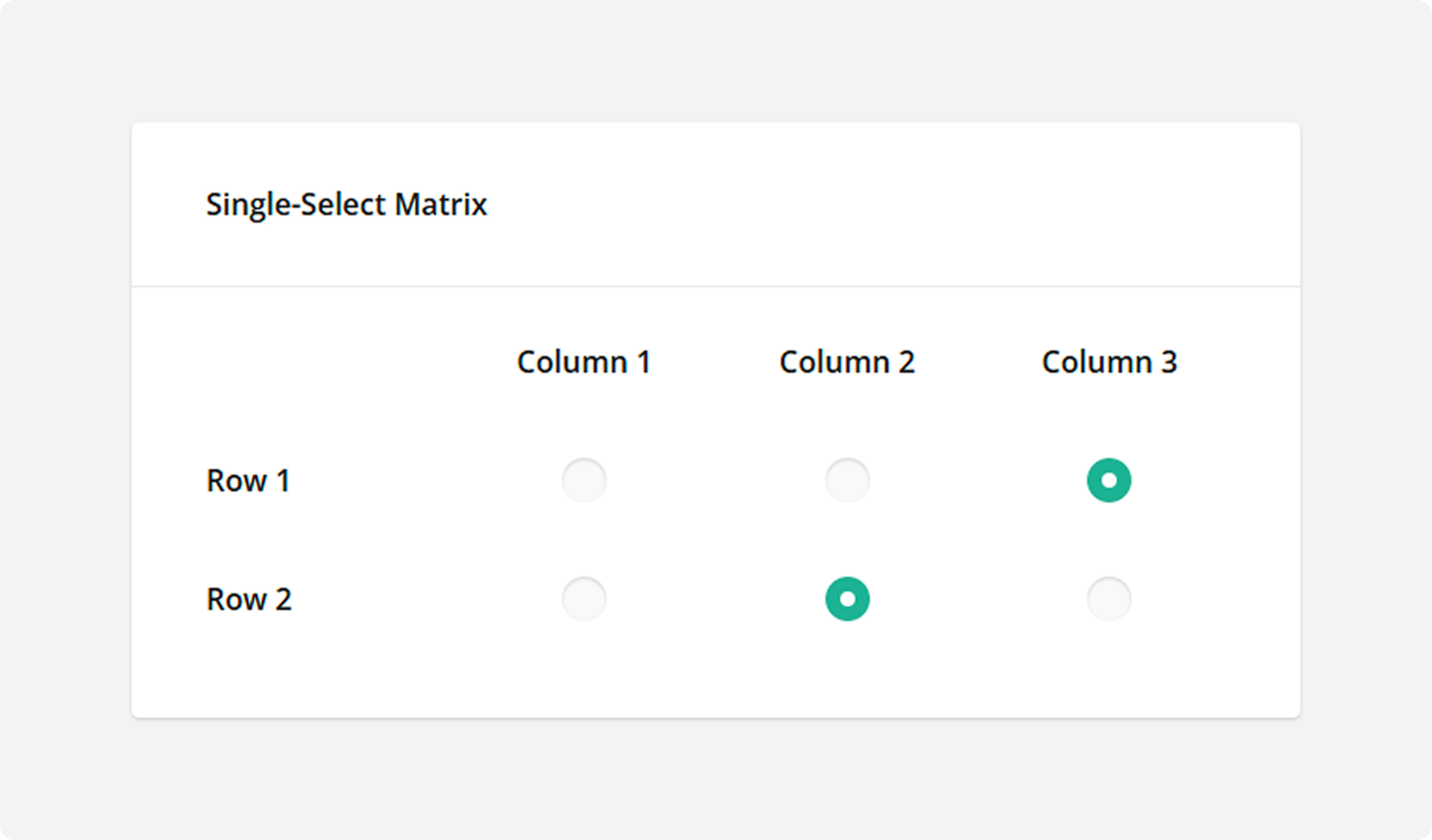 Survey Now Question types - Single-Select Matrix