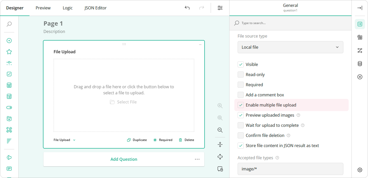Survey Creator - Enable multiple file upload