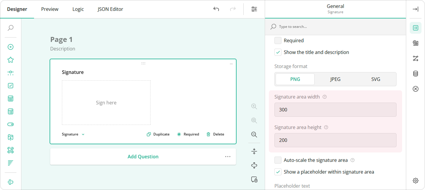 Survey Creator - Change size