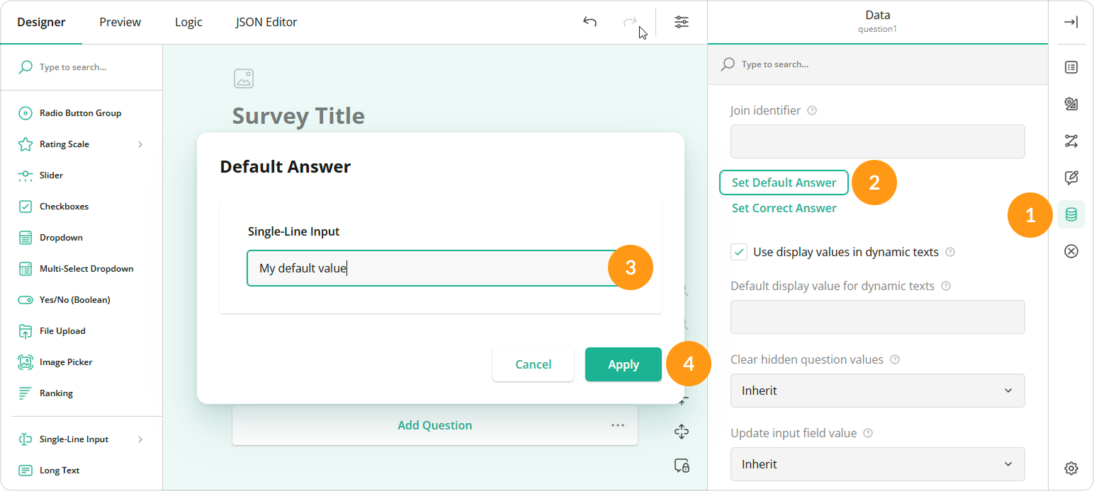 Survey Creator - Matrix cell type