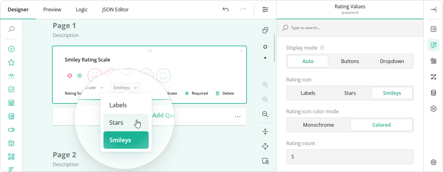 Survey Creator - Change rate type using an adorner